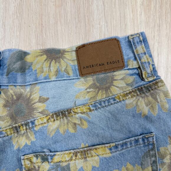 American Eagle Sunflower Floral Patterned Print Curvy Mom Denim Jean Shorts 2 - Picture 14 of 14